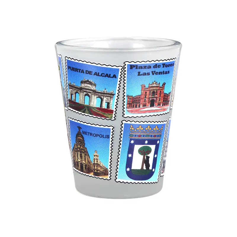 Custom Logo Frosted Shot Glasses – Madrid Landmark Design