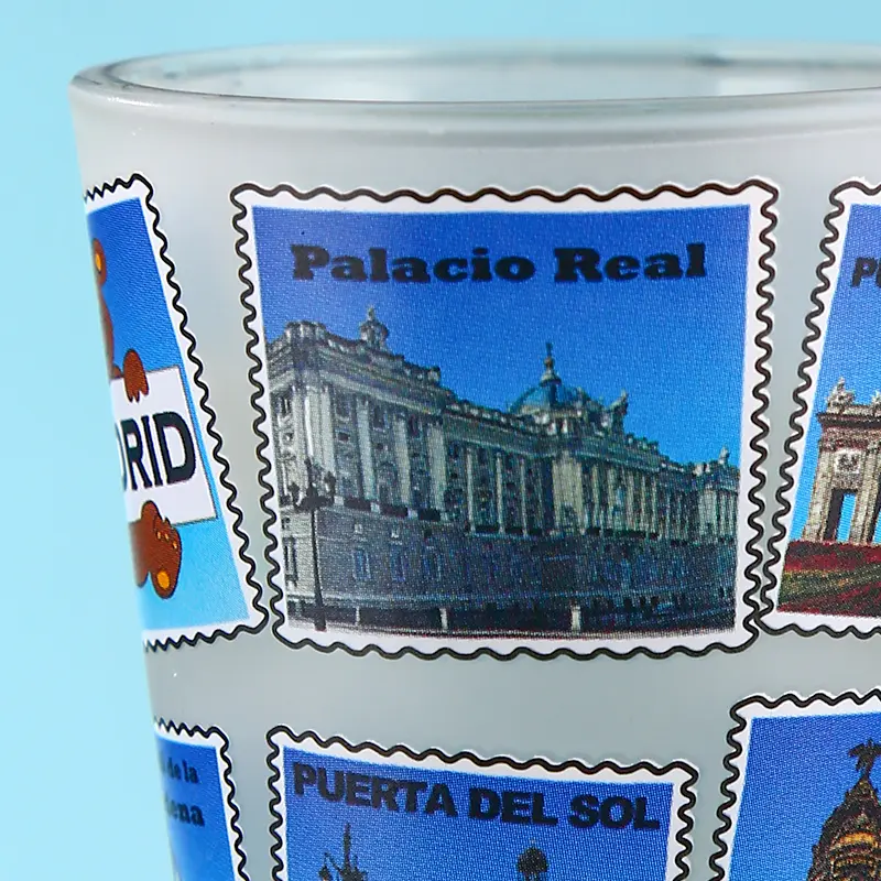 2 (1) Custom Logo Frosted Shot Glasses – Madrid Landmark Design