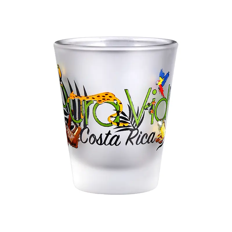 2 Custom Logo Frosted Shot Glasses – Madrid Landmark Design