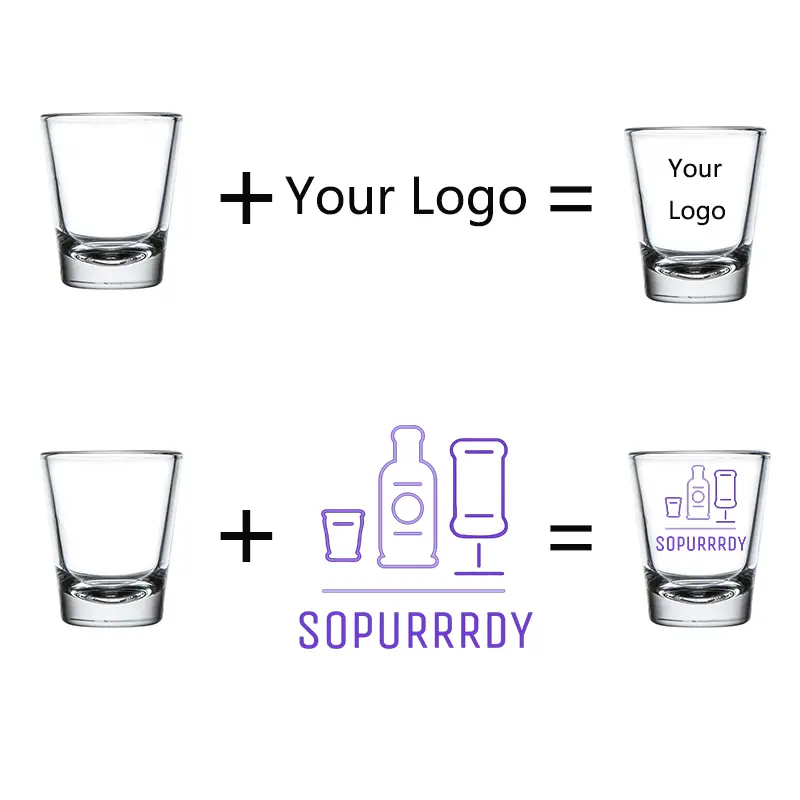 Custom 2 oz shot glass with logo printing and personalized design