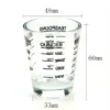 Dimensions of 1.5 oz clear glass shot glass measuring 60 mm high and 48 mm top diameter