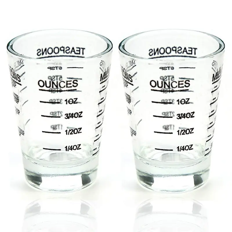 1.5 ounce clear glass shot glass with ounce measurement markings
