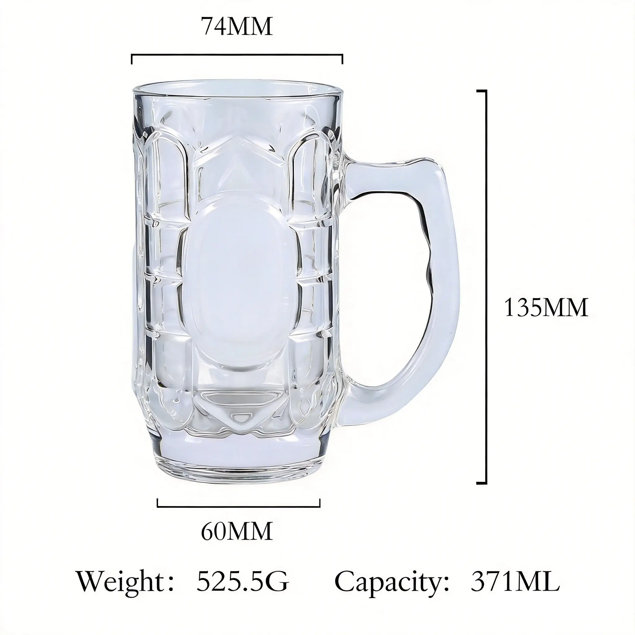Dimensions of 12 oz beer mug