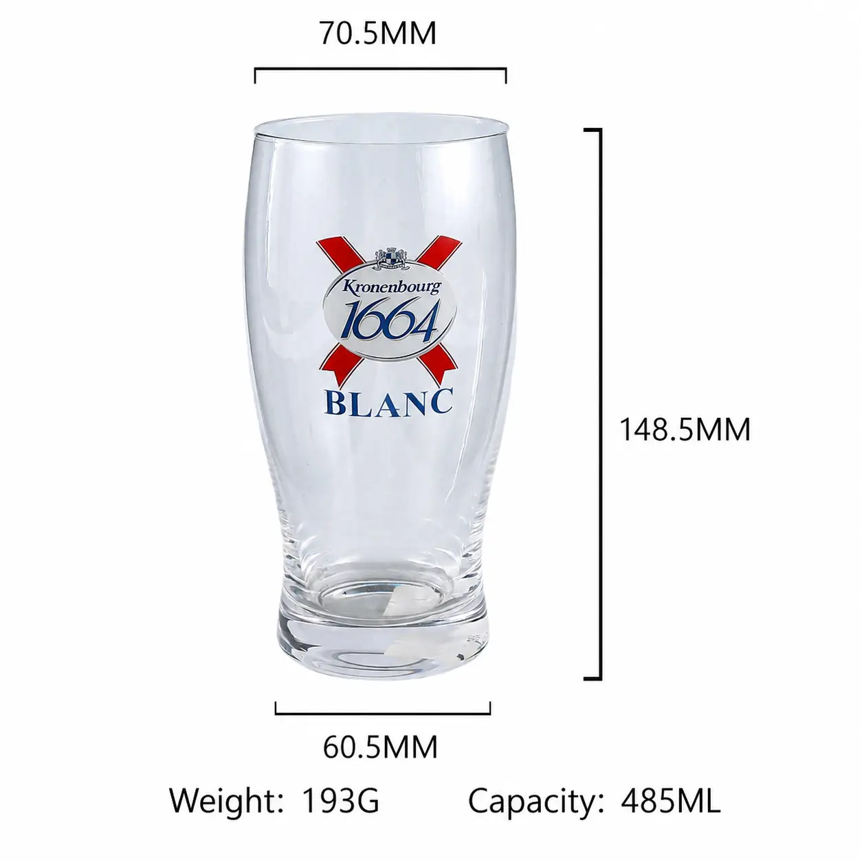 16 oz pilsner glass dimensions with height and diameter specifications