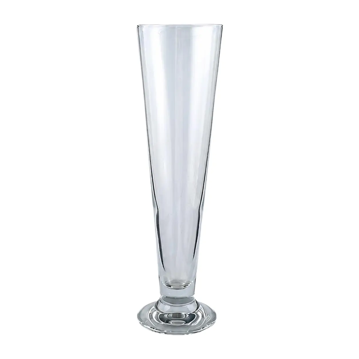 clear pilsner beer glass front view for serving lager and draft beer