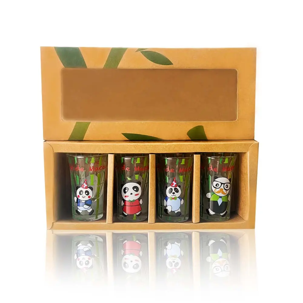 1.5oz Customized panda patterned shot glass set