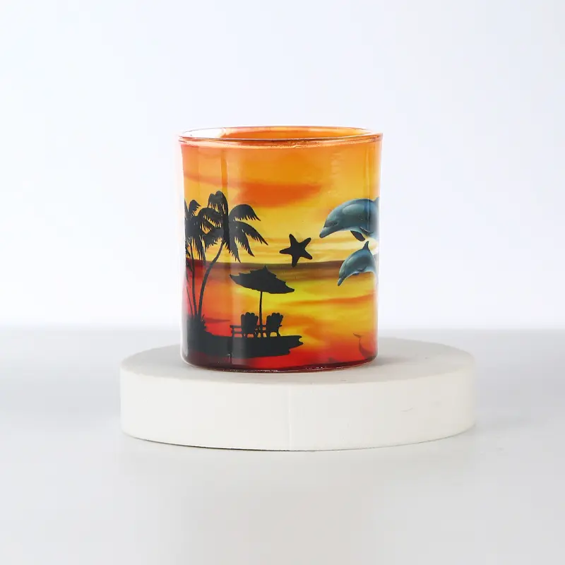 50ml-shot-glass-sunset-beach-design 50 ml shot glass with sunset beach and dolphin wraparound design