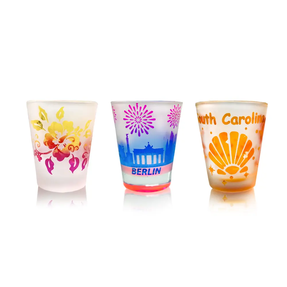 Colorful Frosted Tourist Souvenirs Shot Glass Set