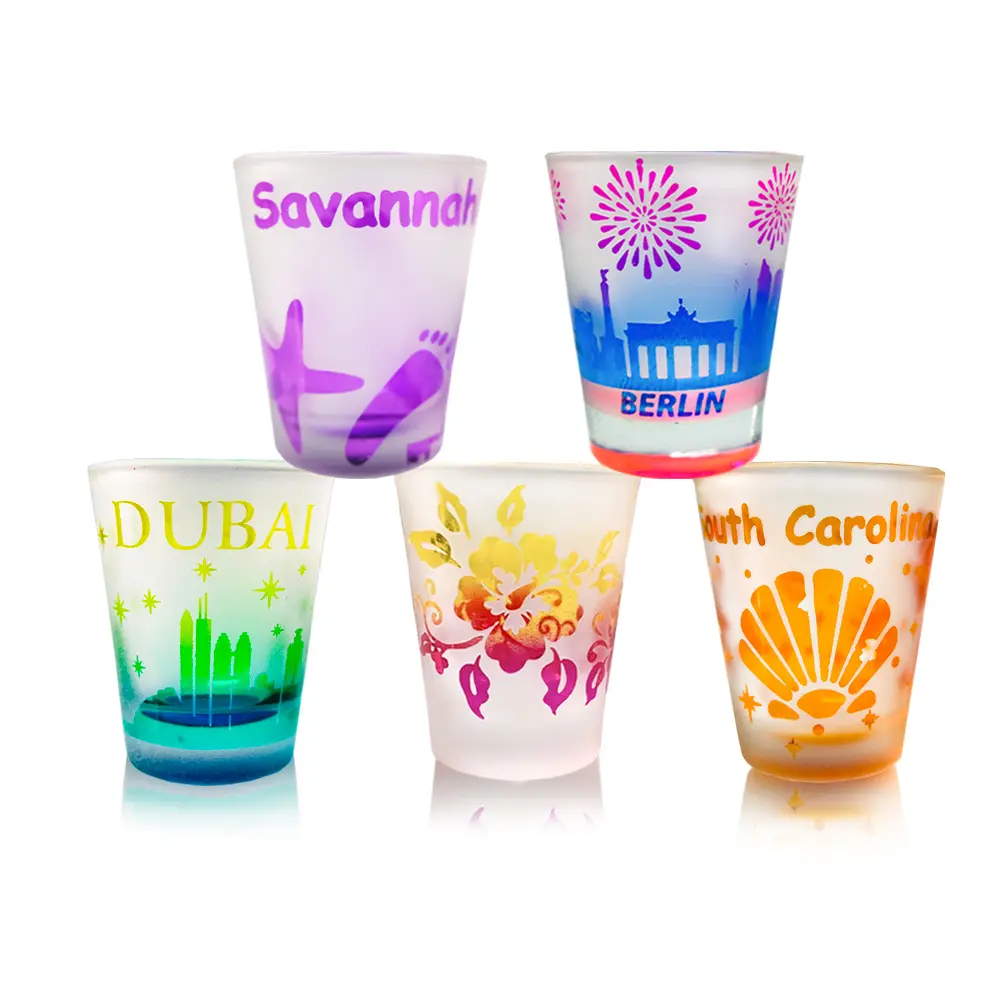 Colorful Frosted Tourist Souvenirs Shot Glass Set Colorful Frosted Tourist Souvenirs Shot Glass Set