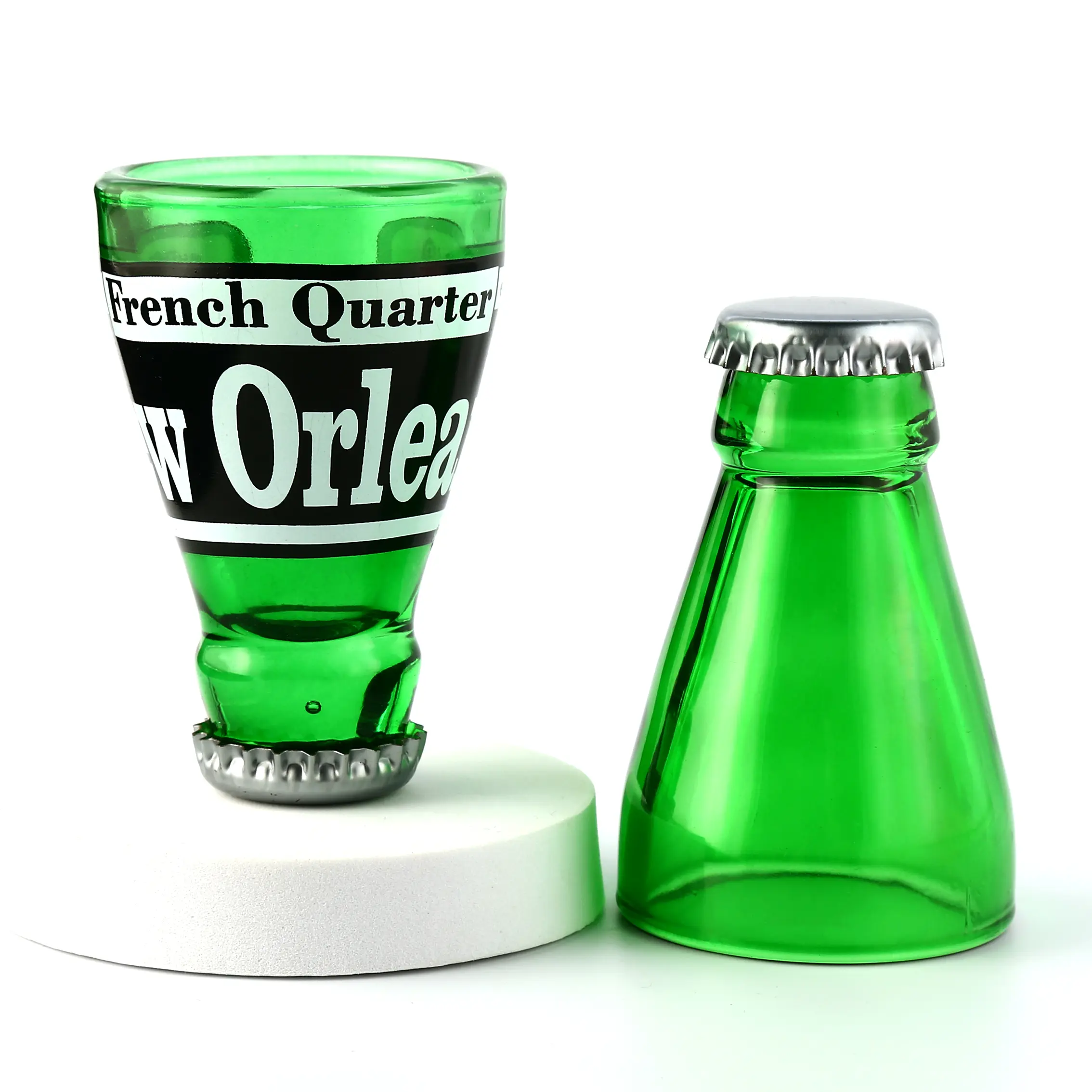 Custom Sprayed Decal Inverted Beer Bottle Shot Glass Custom Sprayed Decal Inverted Beer Bottle Shot Glass
