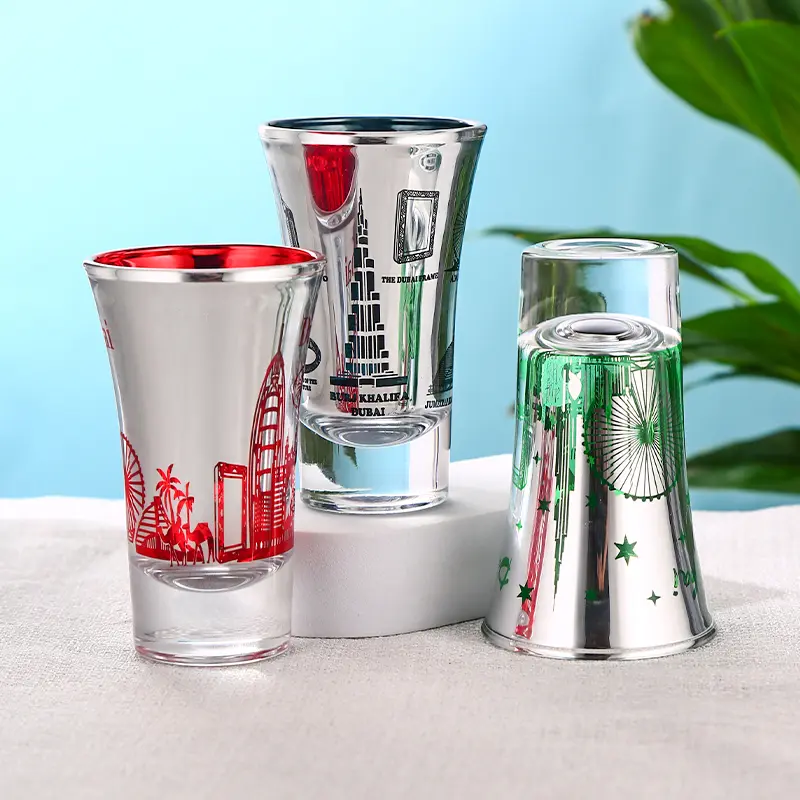 2oz Dubai Skyline Plated Shot Glass