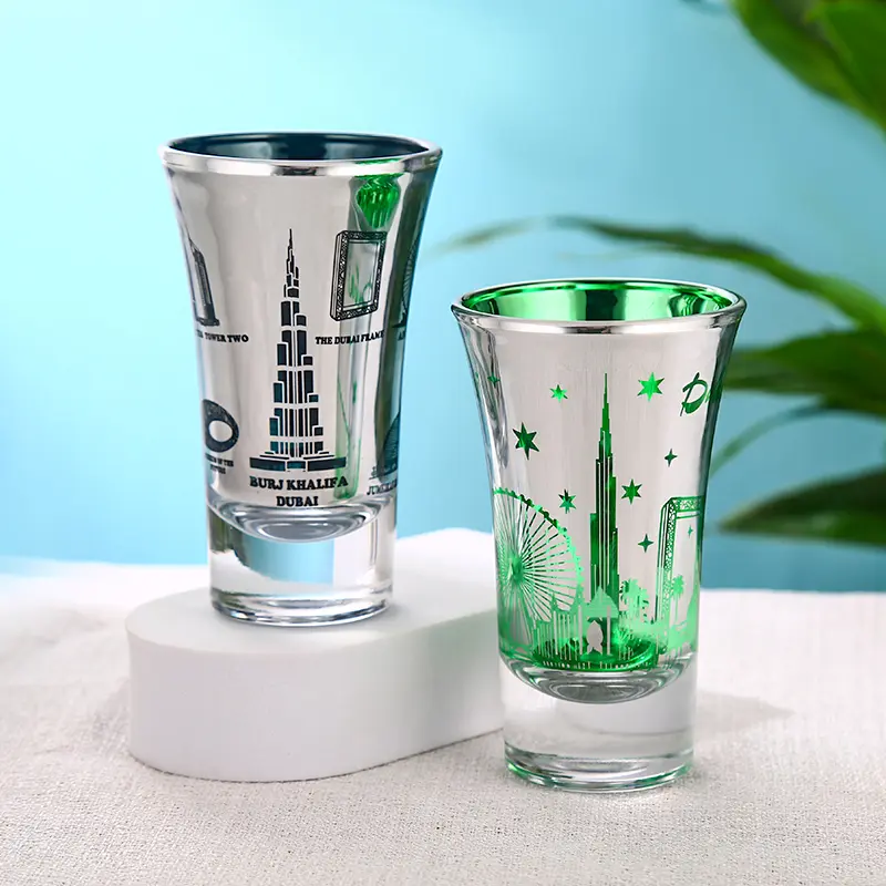 2oz Dubai Skyline Plated Shot Glass