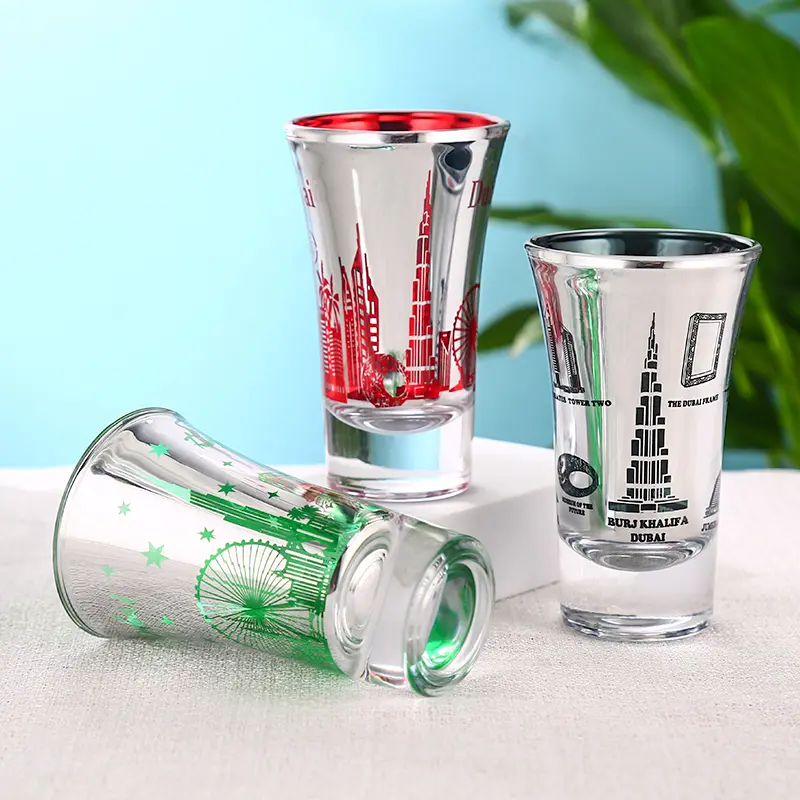 2oz Dubai Skyline Plated Shot Glass