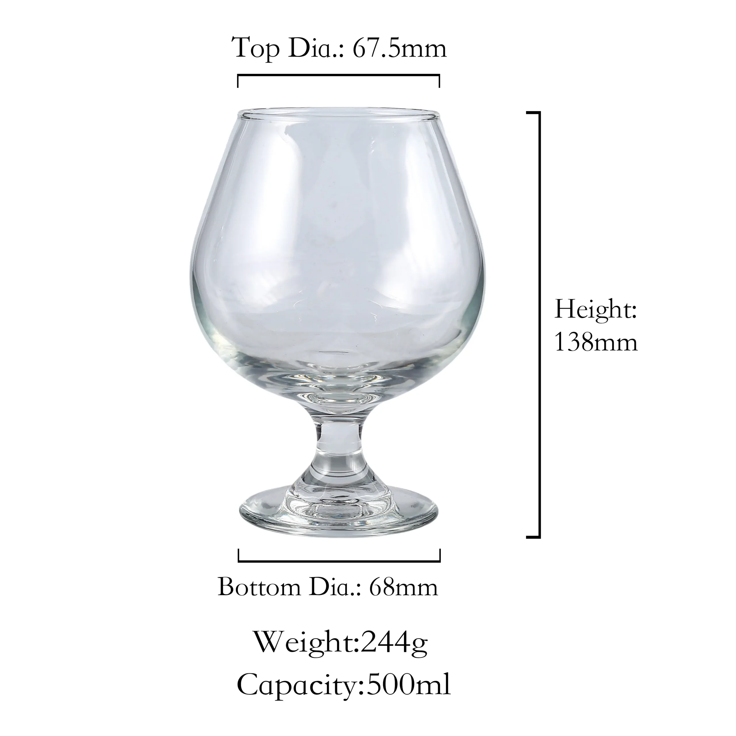 Custom whiskey nosing glass with rounded bowl design