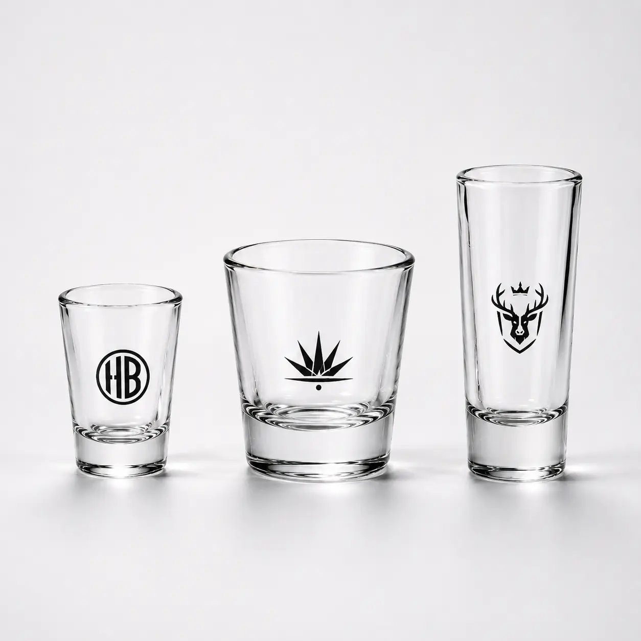 Bar and restaurant shot glasses with custom logo
