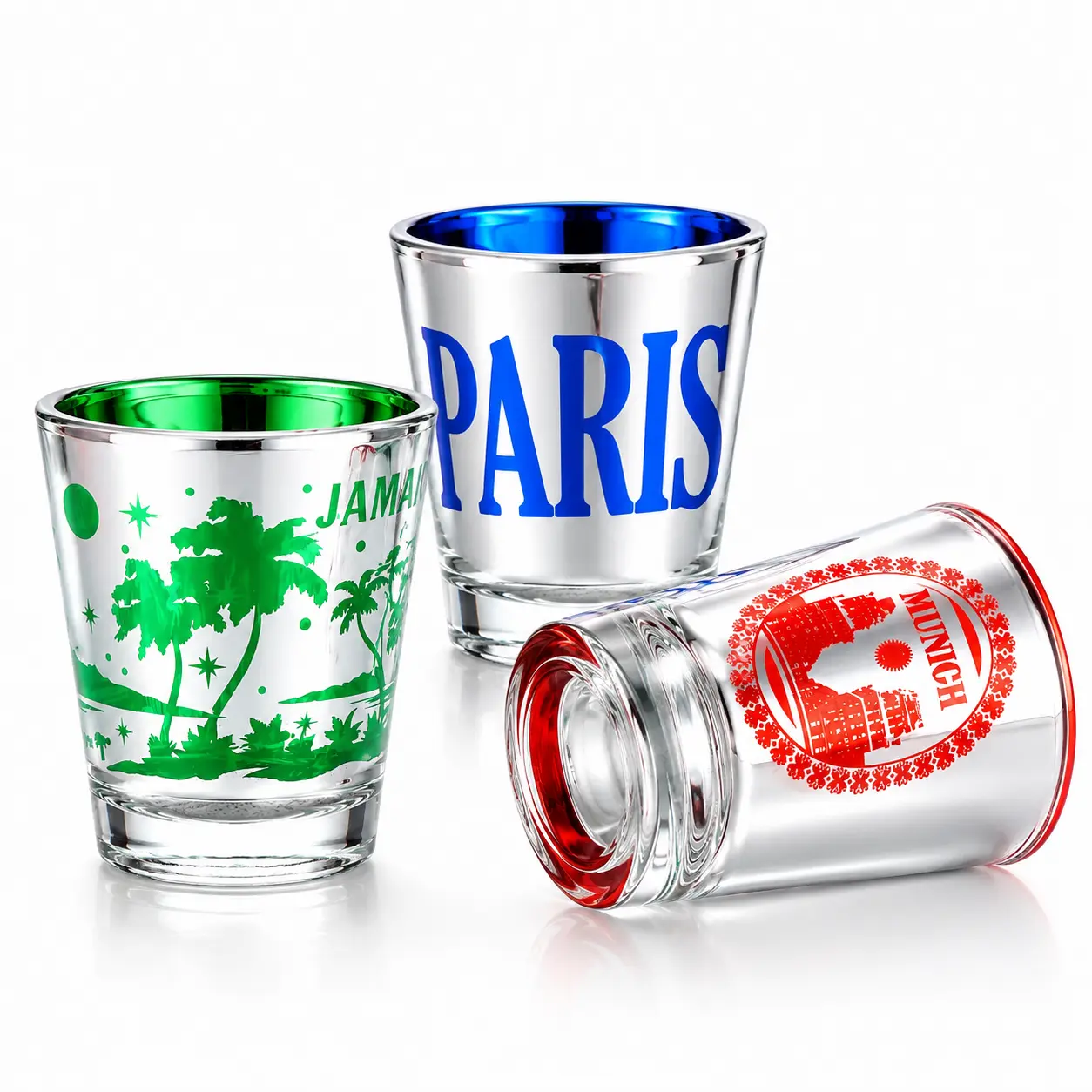 Custom colored electroplated shot glass with vibrant finish