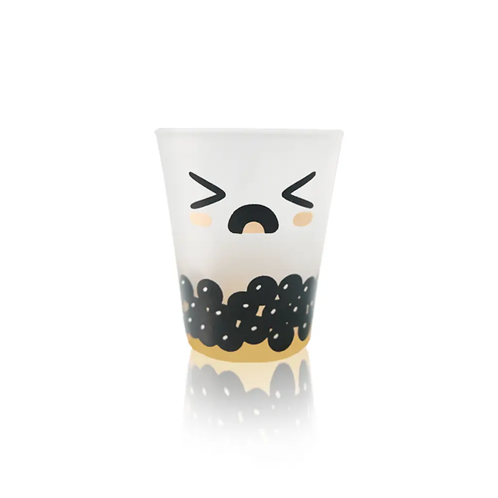 custom-shot-glass-decal-artwork Custom shot glass with expressive cartoon decal artwork