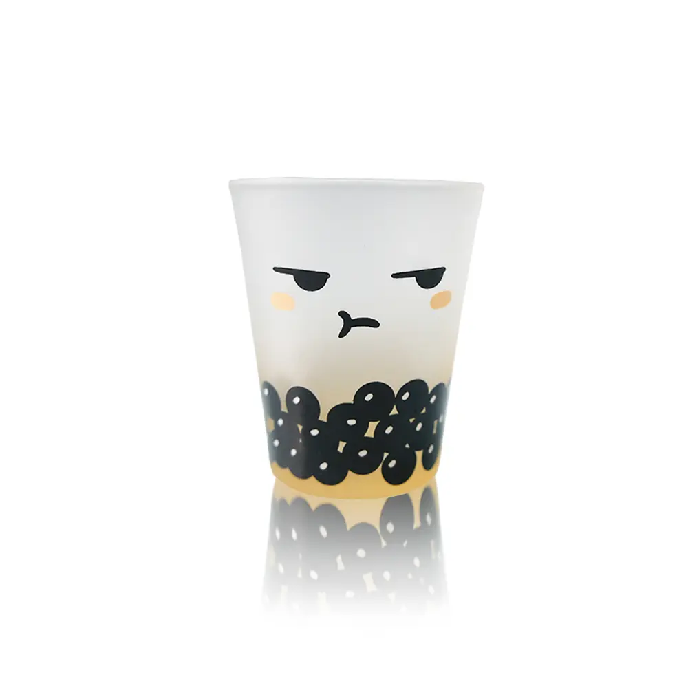 decal-printed-shot-glass-front-view Single shot glass with custom cartoon decal printing
