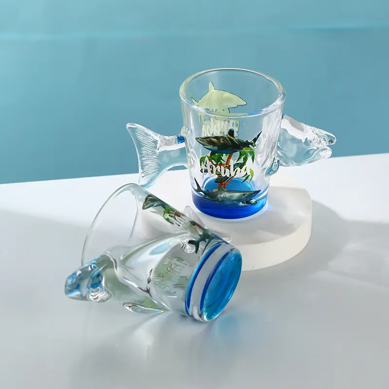 dolphin-animal-shot-glass Dolphin animal shot glass with decorative marine life design