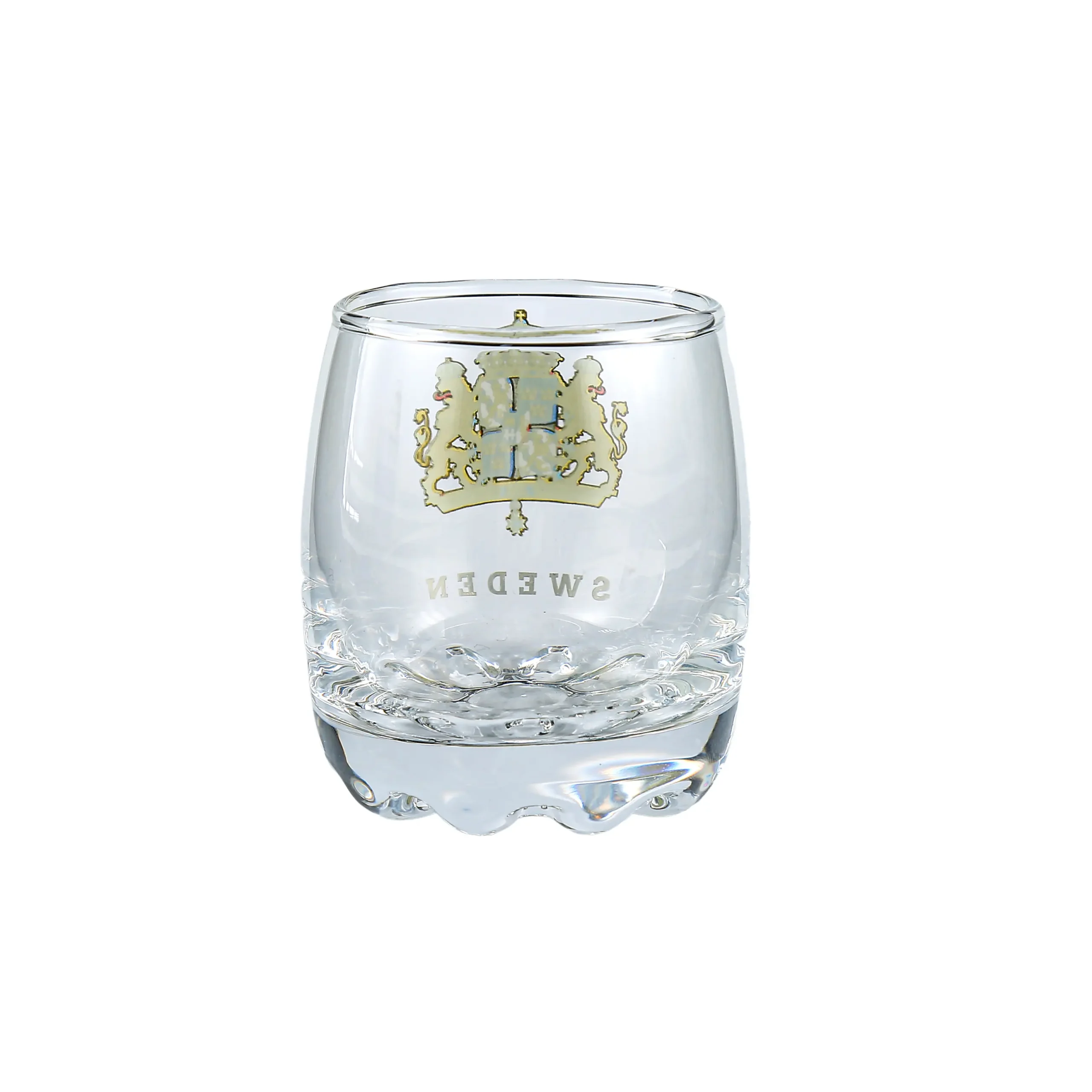Elegant transparent glass tumbler featuring a textured thick bottom design for better grip and luxury feel.
