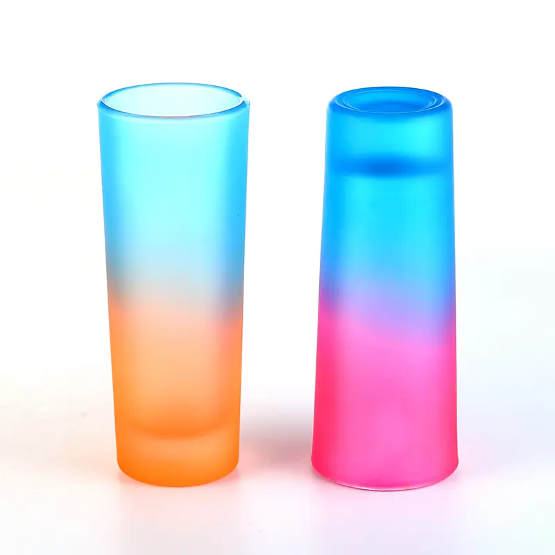 frosted-shot-glass-bottom-view Frosted gradient shot glasses showing side and bottom views