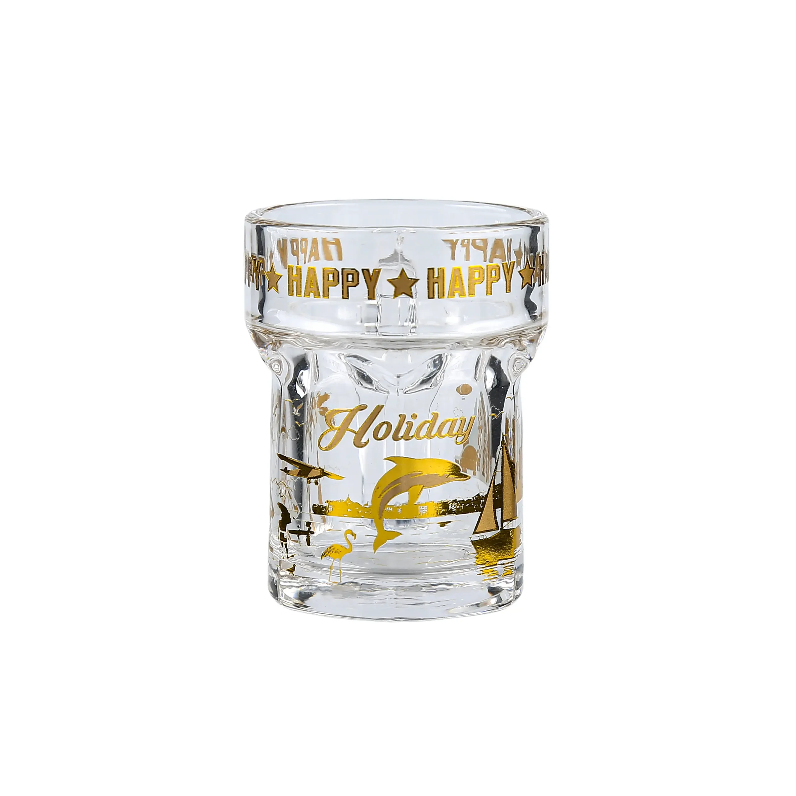 Wholesale small glass with handle available for custom packaging, ideal for promotional gifts and bar accessories.