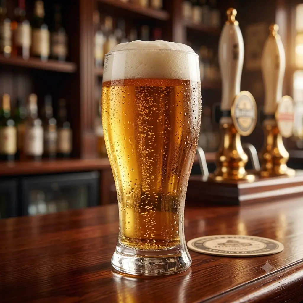 imperial-pint-glass-bar-scene imperial pint glass serving draft beer in pub and bar setting