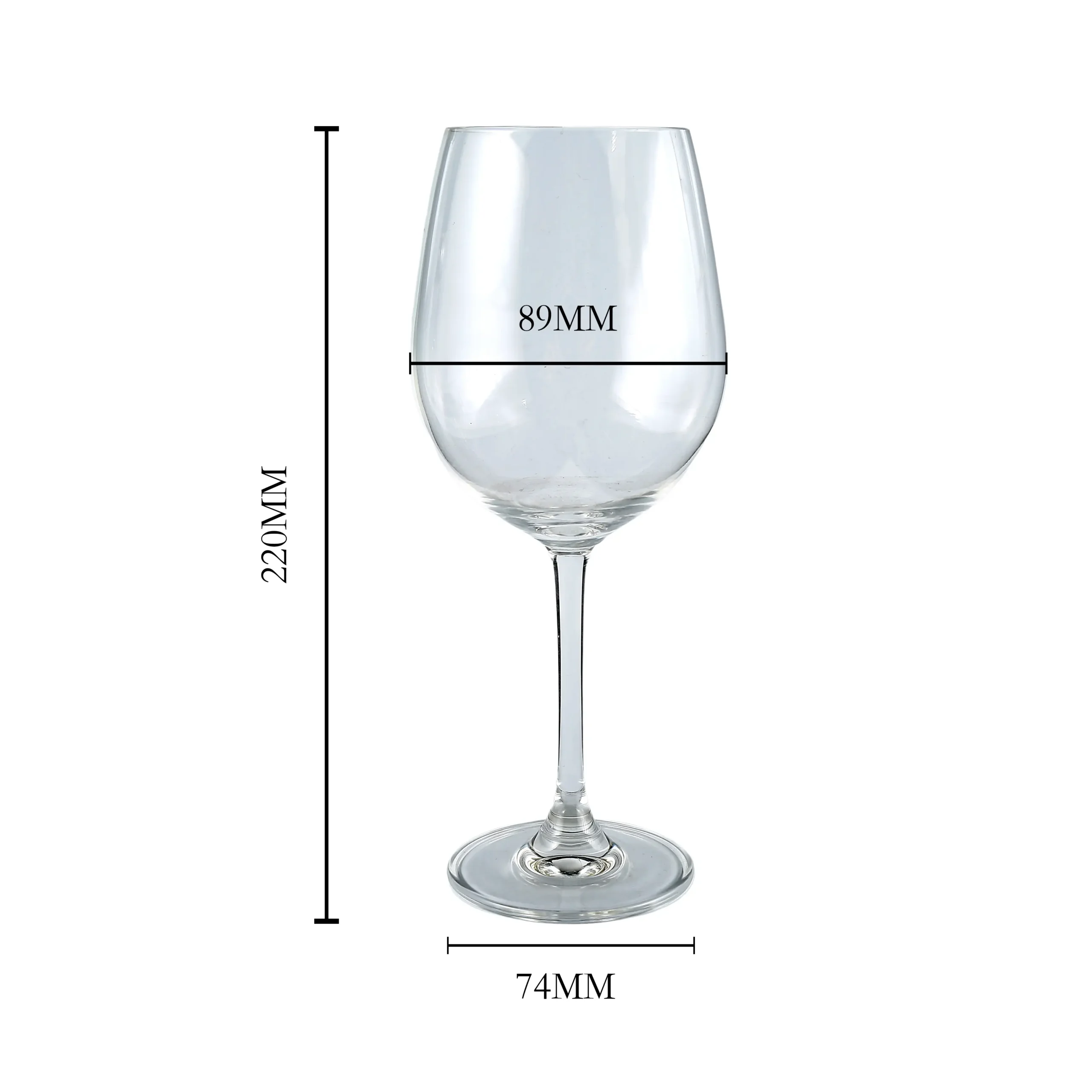 510ml-red-wine-glass-dimensions 510ml red wine glass dimensions with 220mm height and 89mm bowl diameter