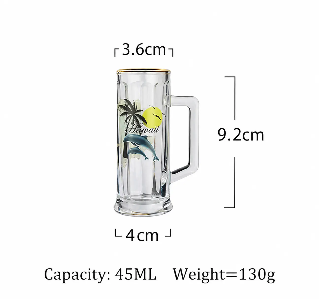 mini-beer-mug-dimensions-45ml Dimensions and specifications of 45 ml mini beer mug glass