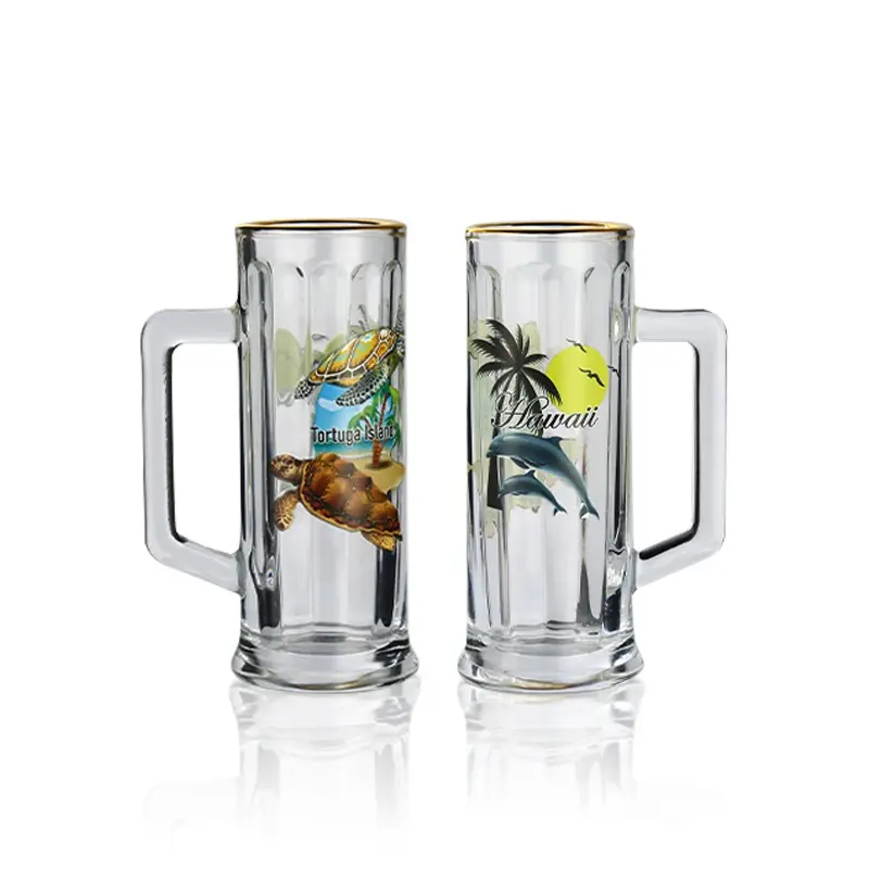 Mini beer mugs glass with custom tropical souvenir printing