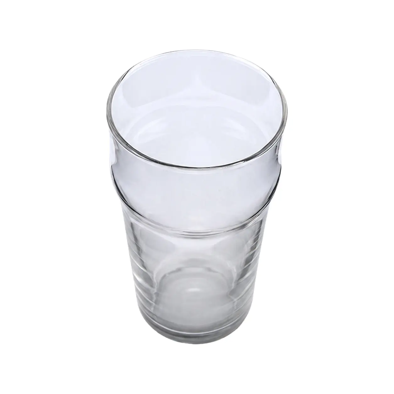 nonic-pint-glass-top-view top view of 18 oz nonic pint glass with reinforced rim