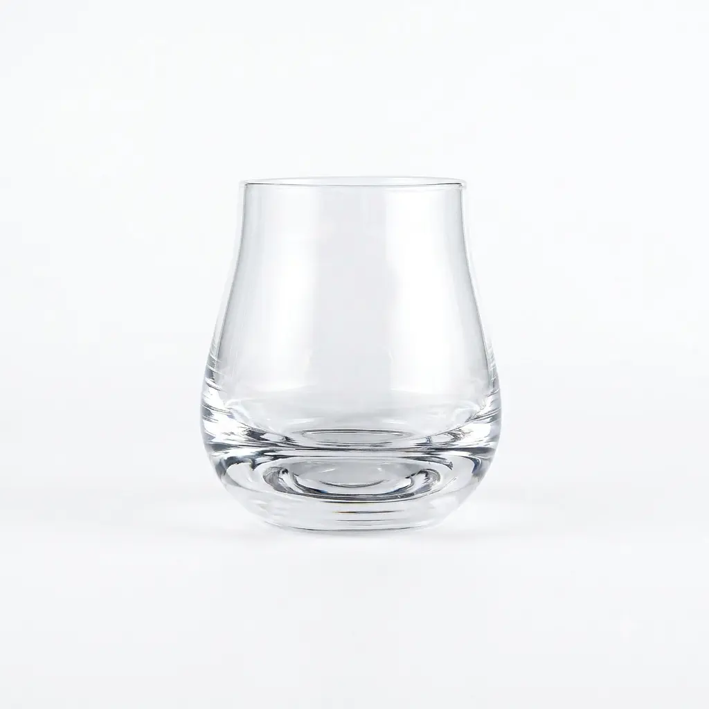Scotch drinking glass with tulip shaped design for whisky tasting
