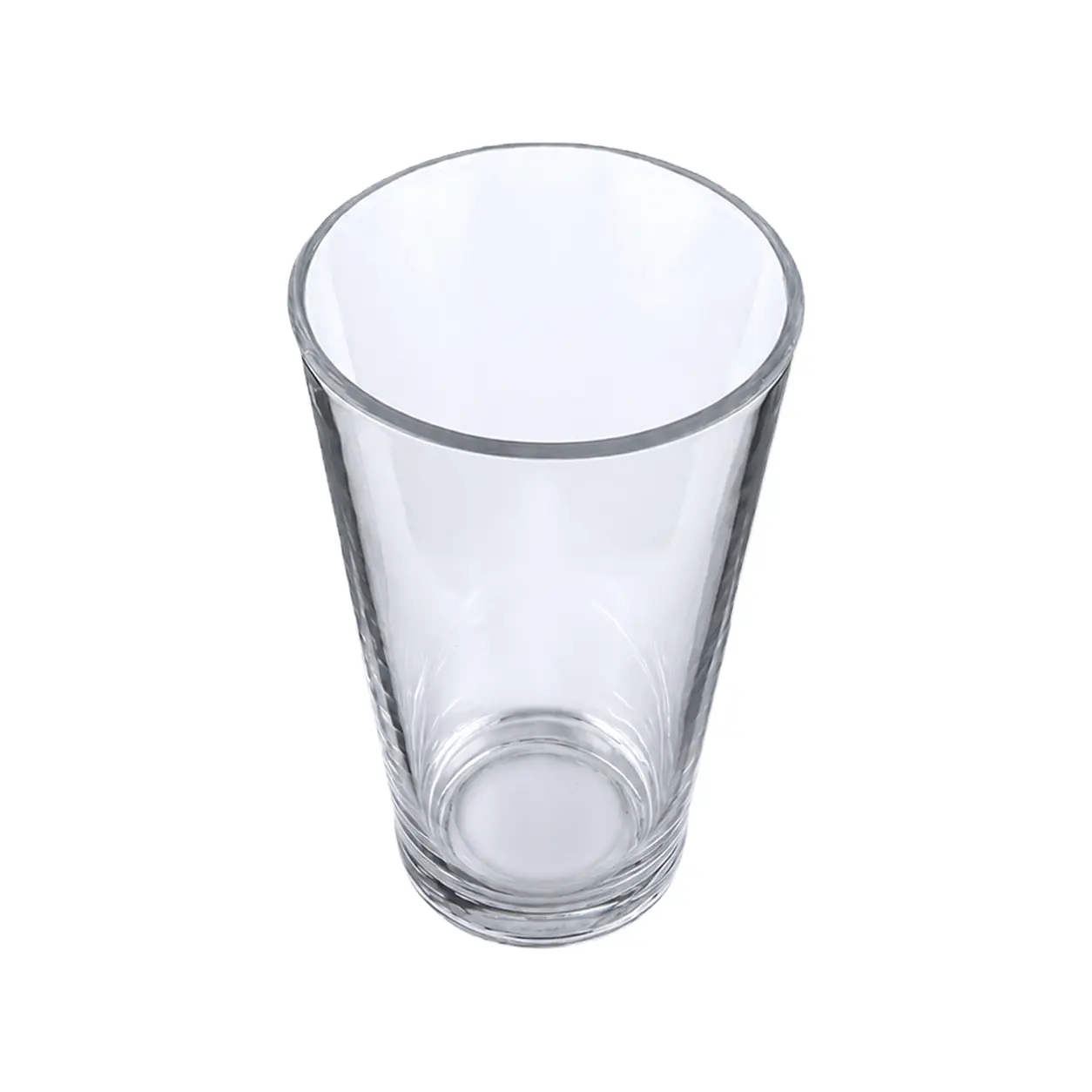 Angled top view of a custom shaker beer glass