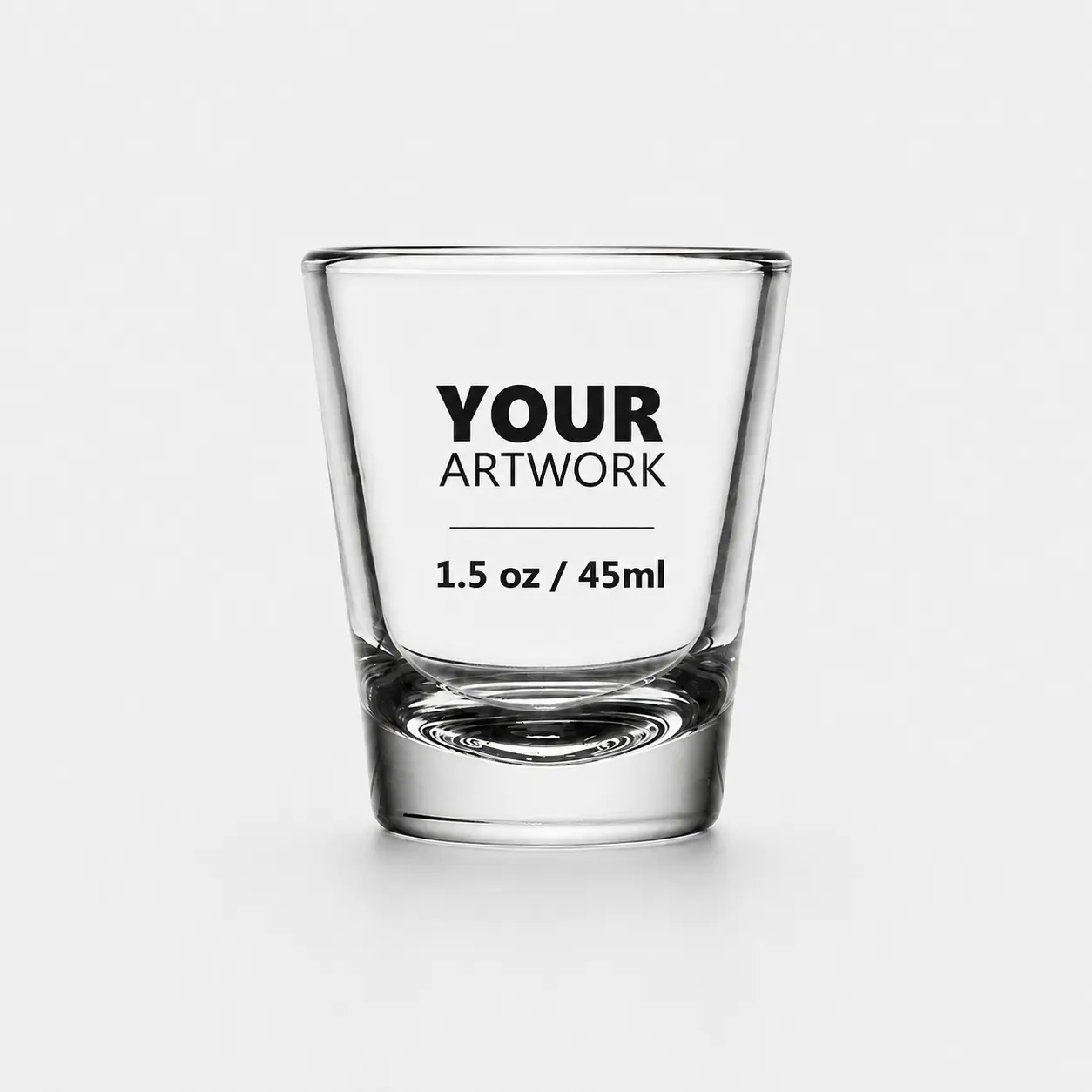 1.5 oz shot glass with 45 ml capacity