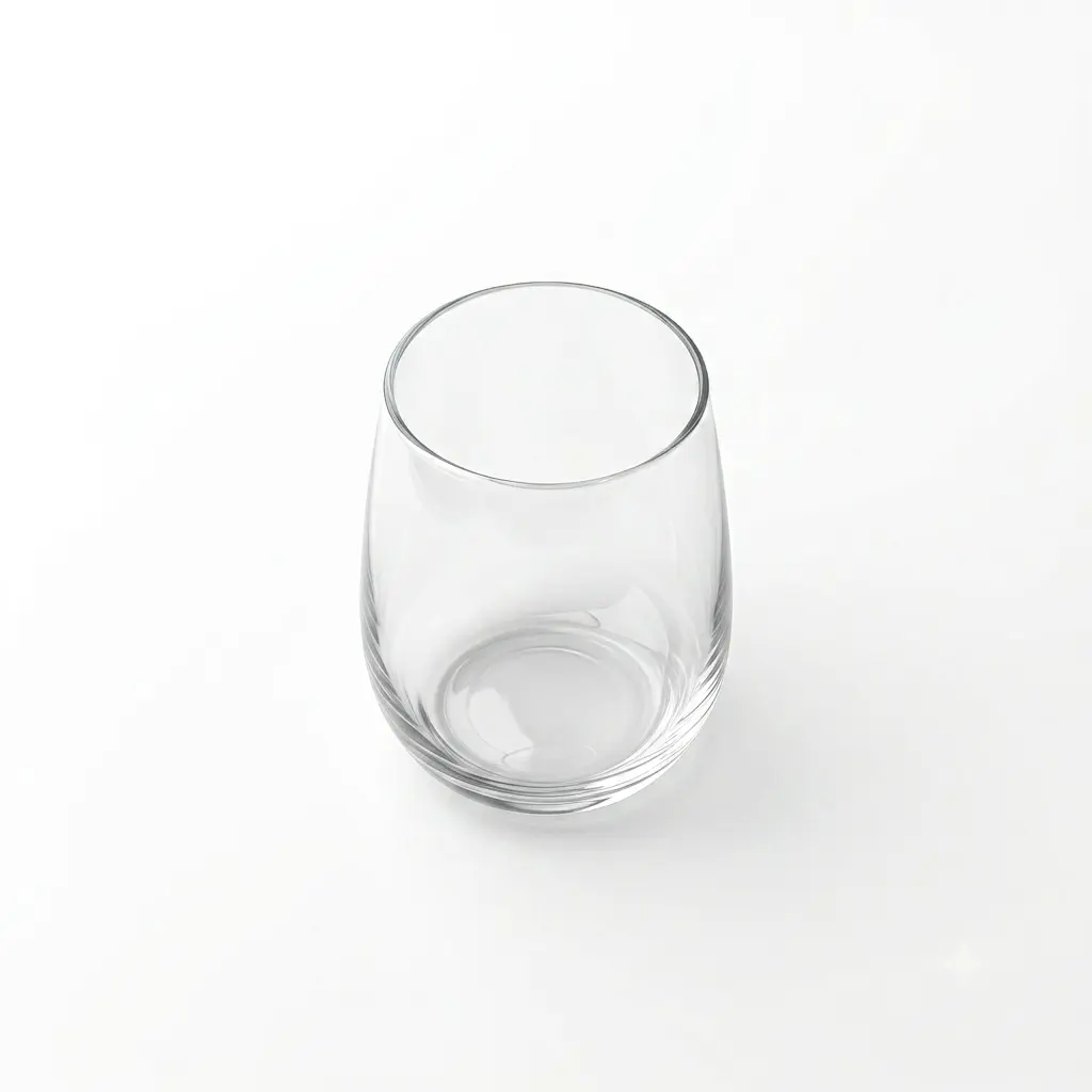 Top view of stemless wine glass for bulk orders and wholesale supply