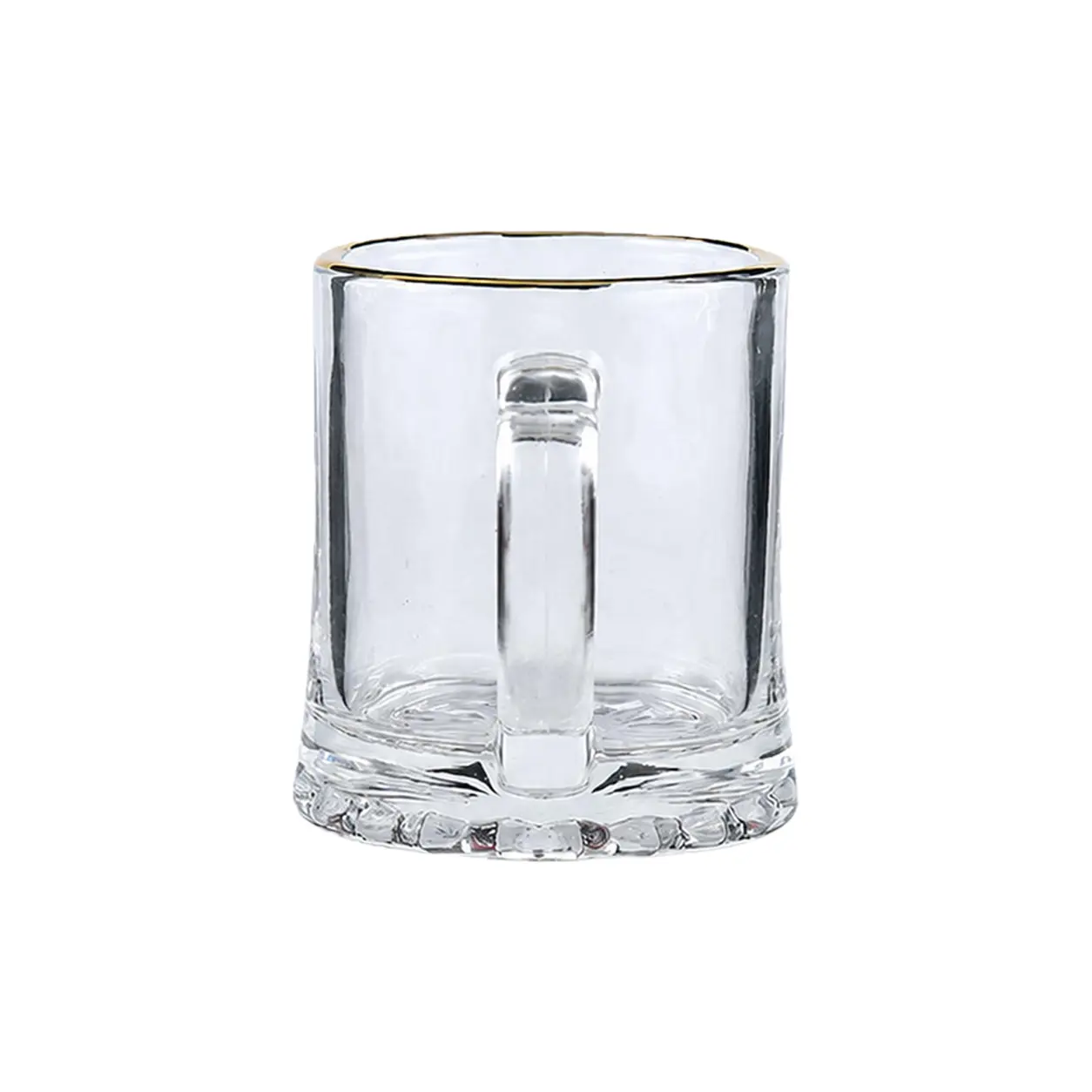 High transparency glass mug shot glass with thickened base and ergonomic handle design