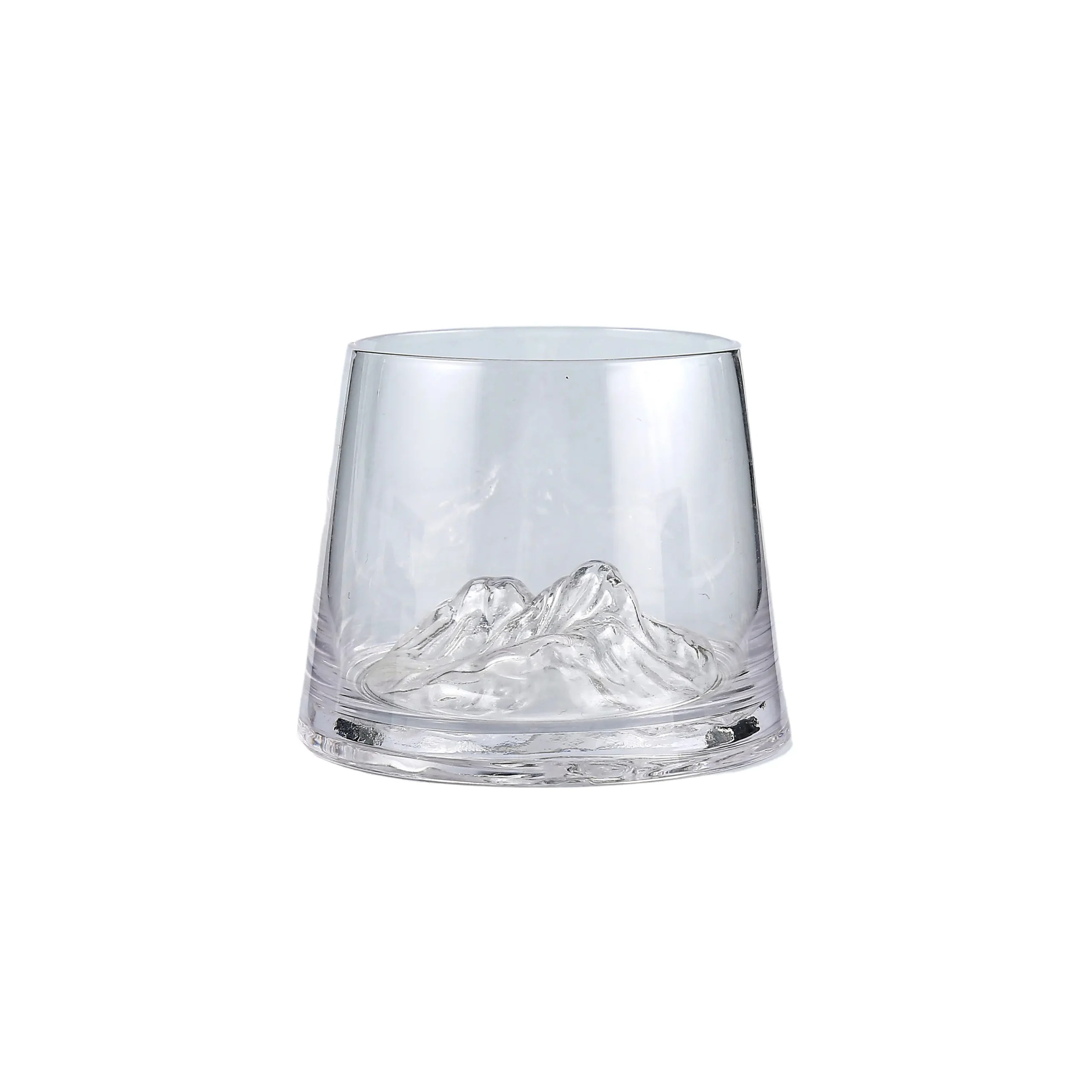 Creative whiskey tumbler with 3D mountain design base