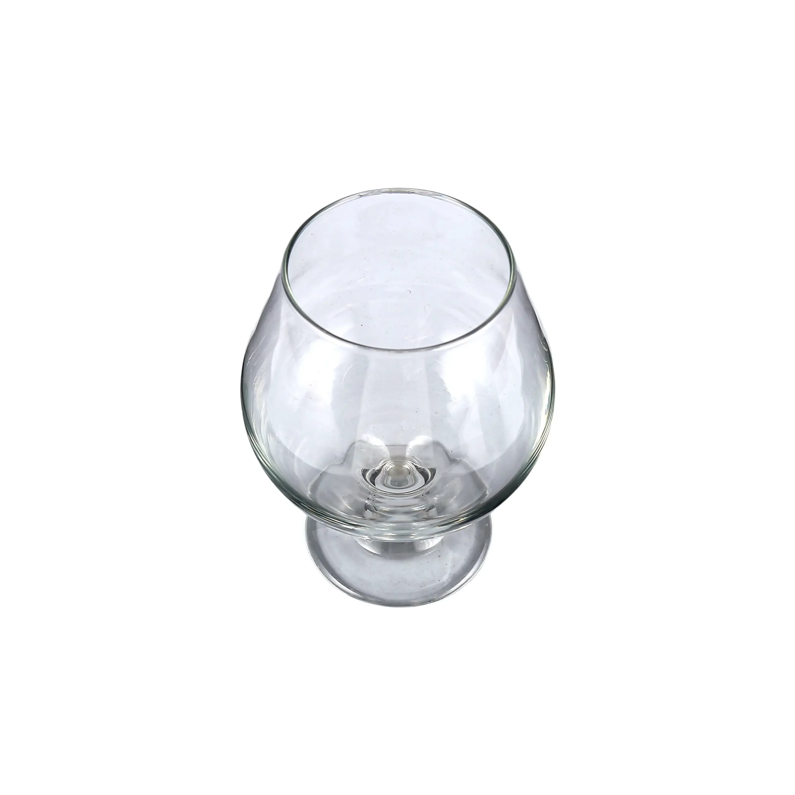 Tulip shaped whiskey snifter glass with footed base